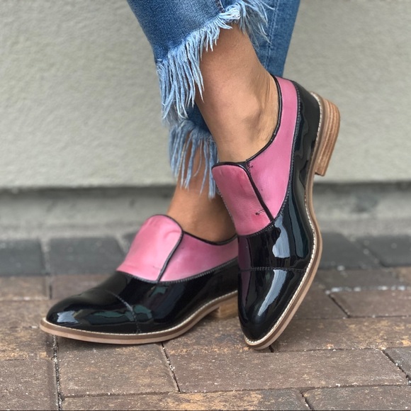 NIB Colorblock Patent Leather Boyfriend Oxford - Picture 2 of 8